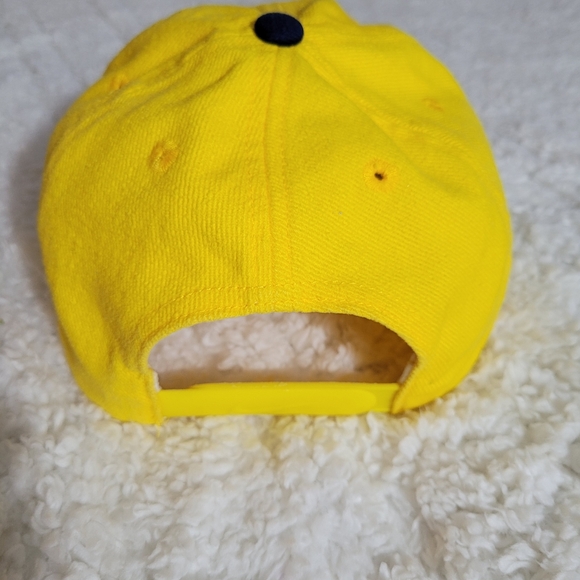 Great Nike Men’s Adjustable Hat Early 2000's Yellow w/Navy Blue Swoosh & Visor - Picture 3 of 10